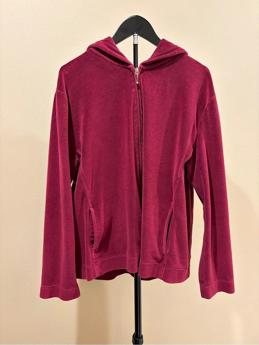 look by Brooke Shields XL XQ1818(W) Velour Zip Hoodie Burgandy XL